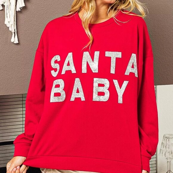 BiBi Santa Baby Lettering Christmas Sweatshirt - Picture 1 of 16